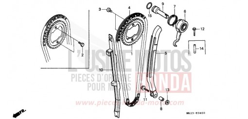 CAM CHAIN/TENSIONER XR600RN de 1992